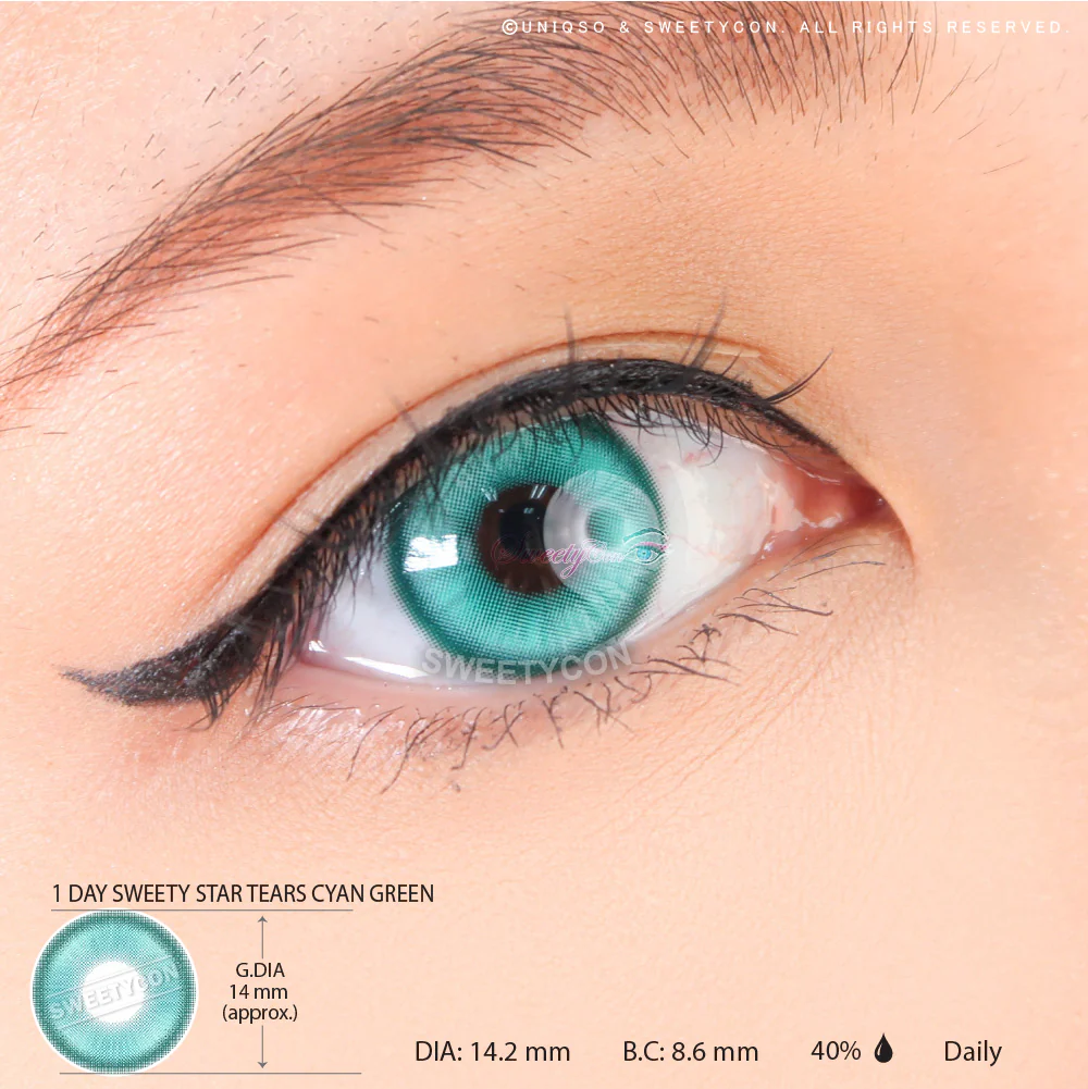 1 Day Sweety Star Tears Cyan Green (2 or 10 lenses/pack) - Image 3