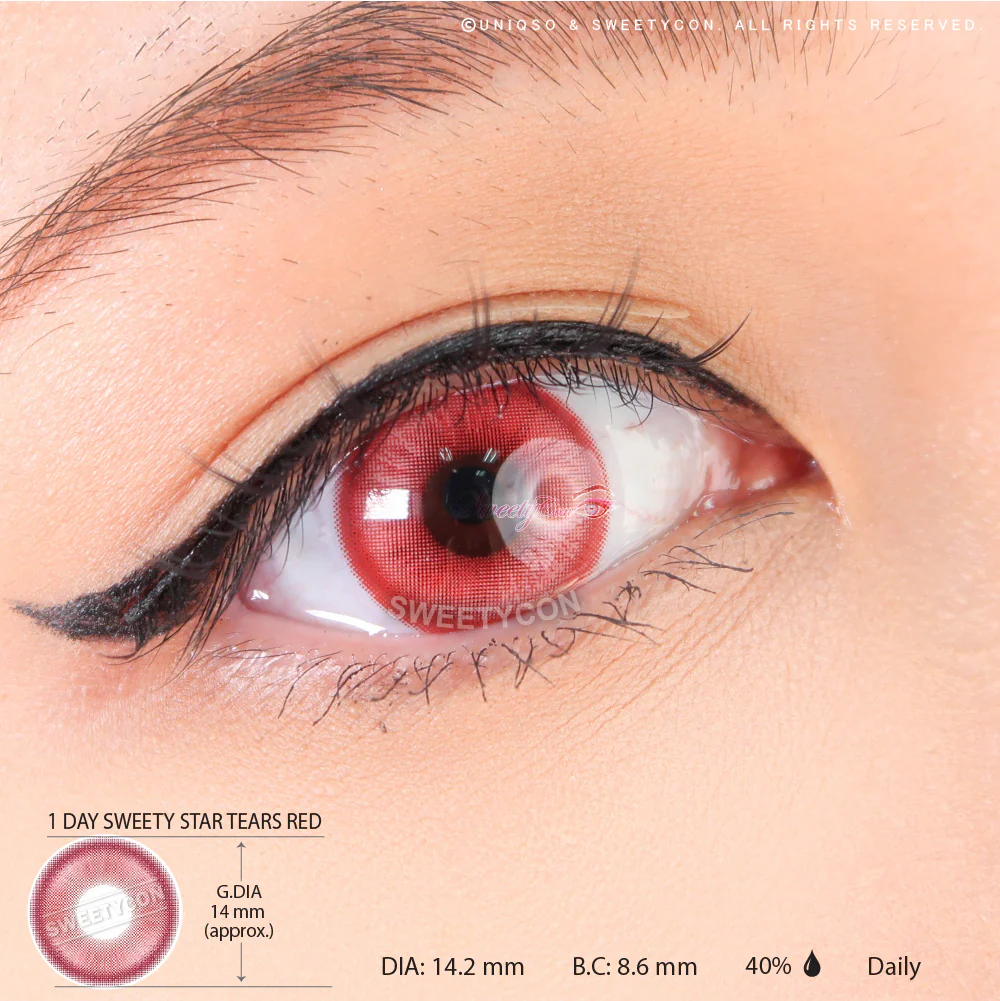 1 Day Sweety Star Tears Red (2 or 10 lenses/pack) - Image 3