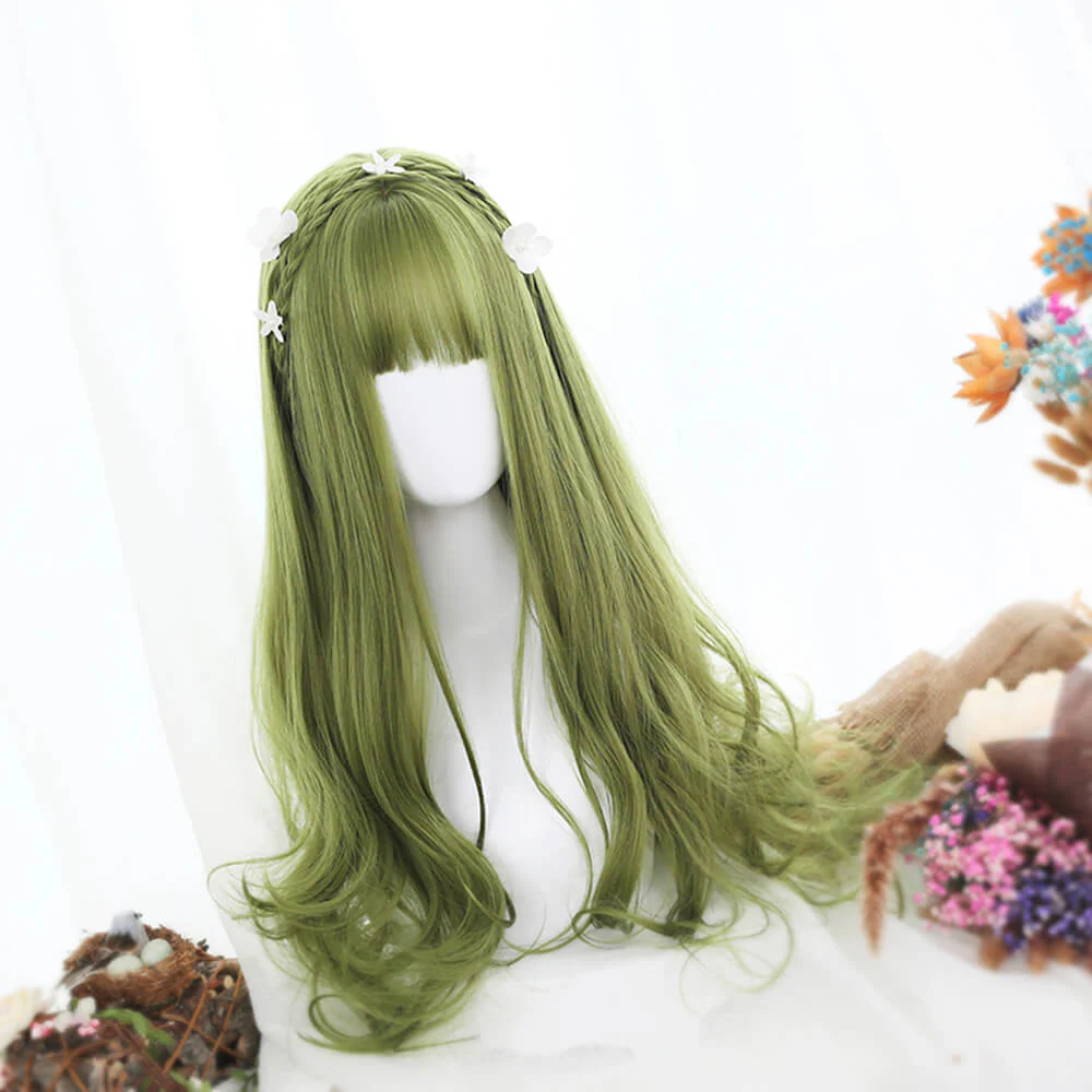 Sage Green Extra Long with Wavy Ends Lolita Wig - Image 2