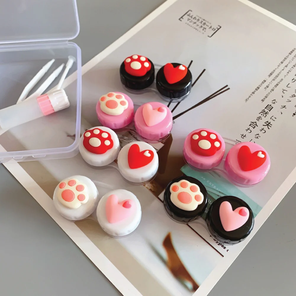Cute Paw & Love Lens Case Travel Kit (3 Pairs) - Image 4