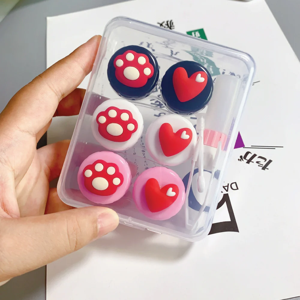 Cute Paw & Love Lens Case Travel Kit (3 Pairs) - Image 6