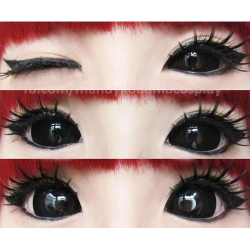 Flash Black Sclera Contacts Sabretooth/Blackout/Black (2 lenses/pack) - Image 2