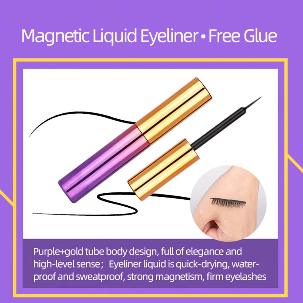 Natural Long Faux Mink Magnetic Eyelashes Full Kit Set (5 Pairs) - Image 6