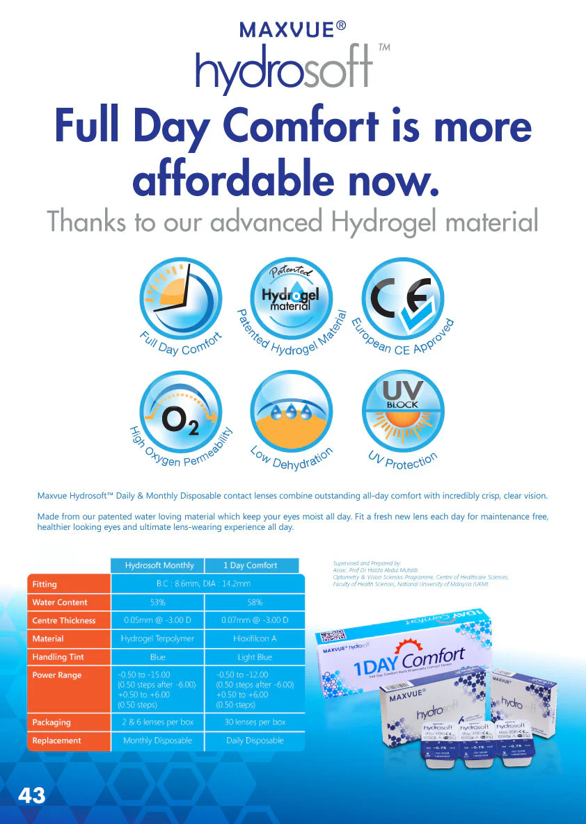 Max Hydrosoft 1 Day Comfort Clear Lens (30 lenses/pack) - Image 2