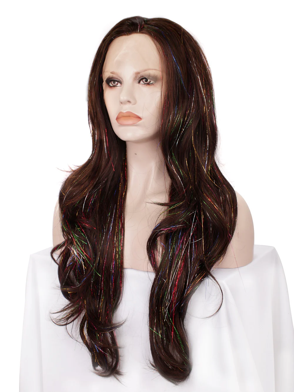 Premium Wig - Copper Blend Shiny Tinsel Lace Front Tinsel - Image 3