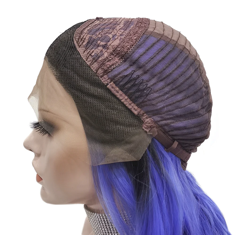 Premium Wig - Deep Root Neon Navy Lustrous Long Lace Front Wig - Image 3