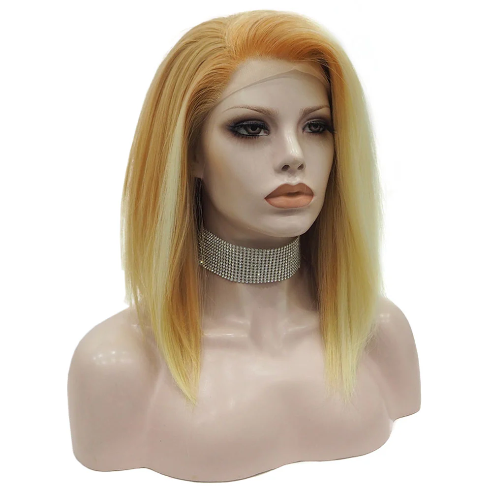 Premium Wig - Khaki Lemon Medium Straight Lace Front Wig - Image 3