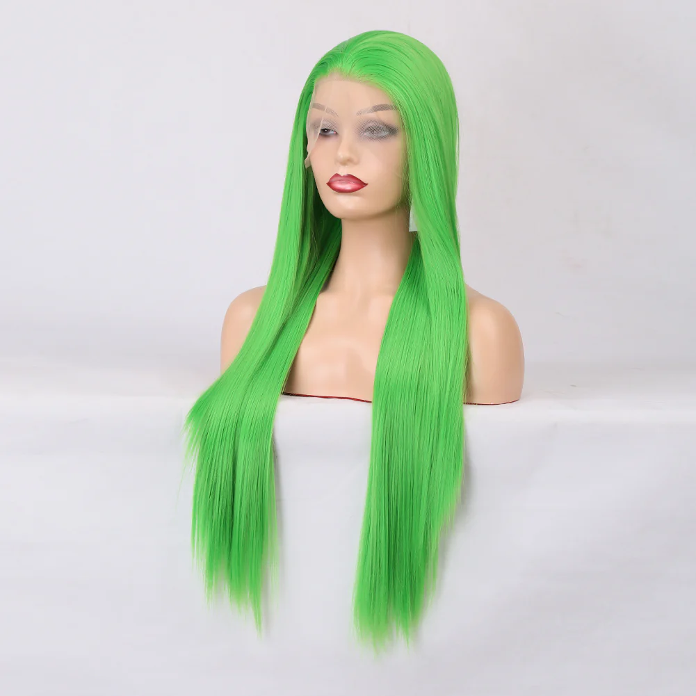 Rich Green Front Lace Long Hair Wig - Image 3