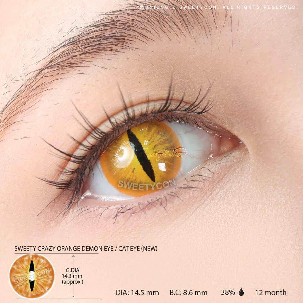 Sweety Crazy Orange Demon Eye / Cat Eye (New) (1 lens/pack) - Image 3