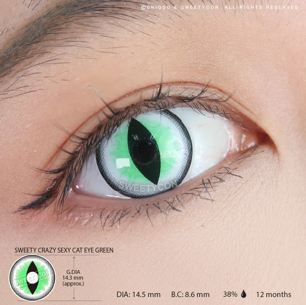 Sweety Crazy Sexy Cat Eye Green (1 lens/pack) - Image 3