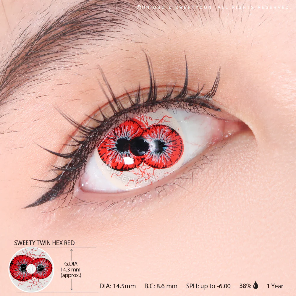Sweety Crazy Twin Hex Red (1 lens/pack) - Image 3