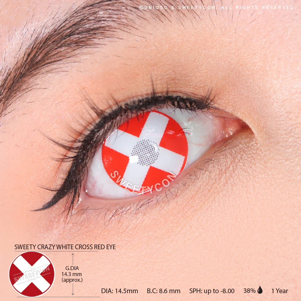 Sweety Crazy White Cross Red Eye (1 lens/pack) - Image 3