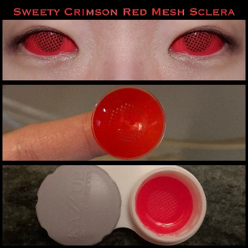 Sweety Crimson Red Mesh Sclera Contacts (1 lens/pack) - Image 2