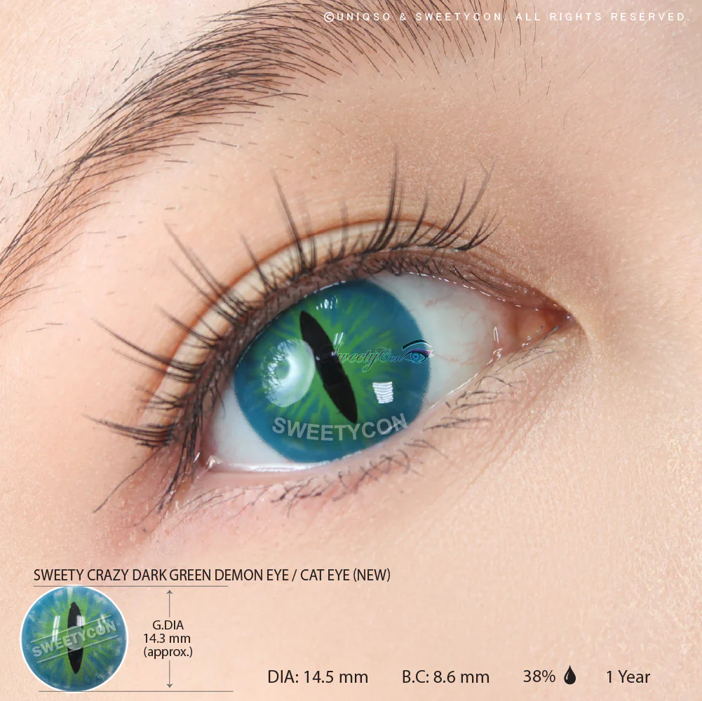 Sweety Crazy Dark Green Demon Eye / Cat Eye (New) (1 lens/pack) - Image 3