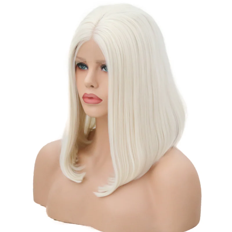 White Pearl Velvet Front Lace Bob Wig - Image 2
