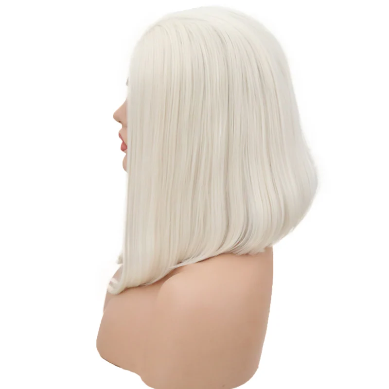 White Pearl Velvet Front Lace Bob Wig - Image 4